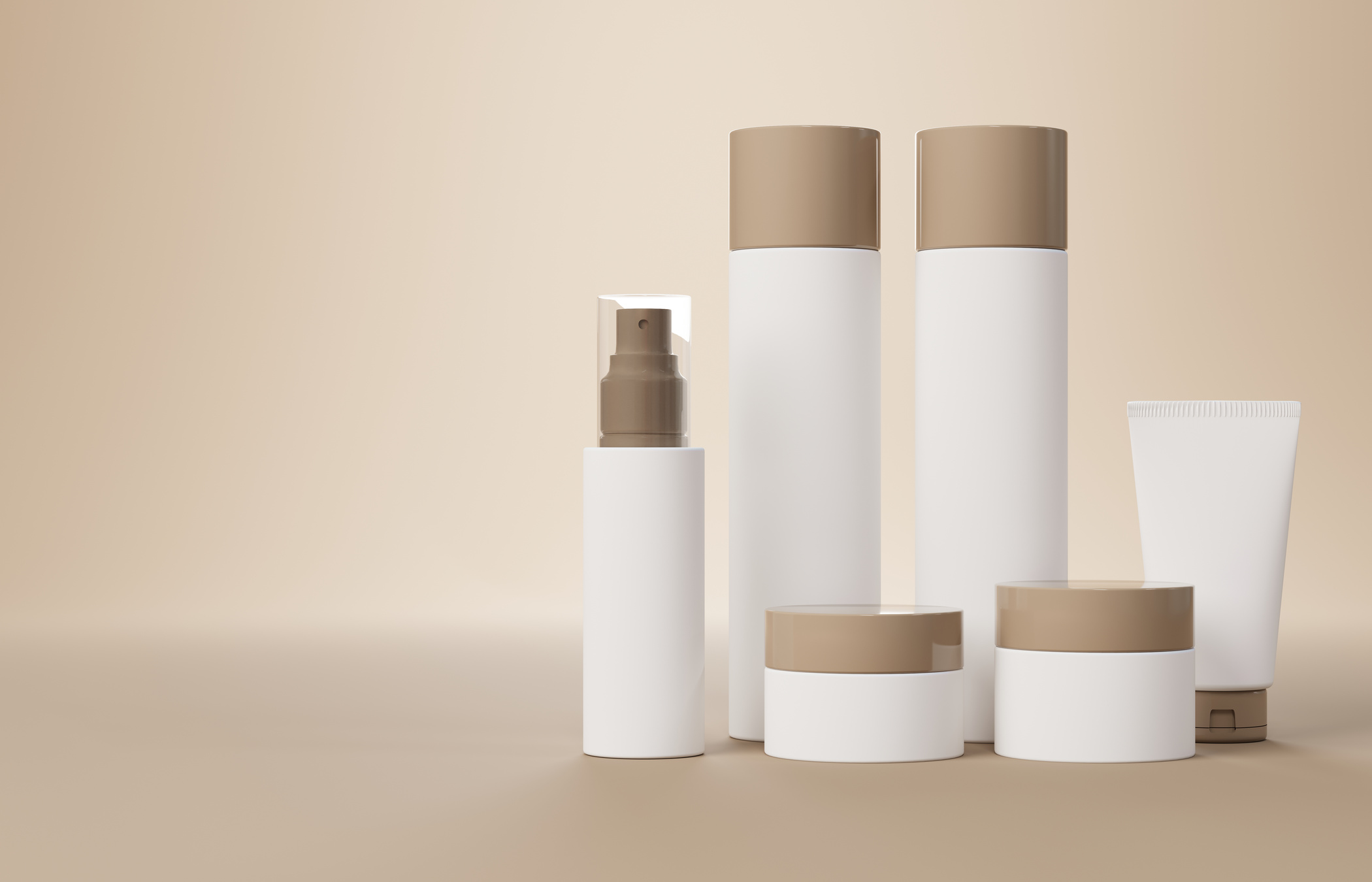 Hair Care Products in Different Plastic Bottles Mockup